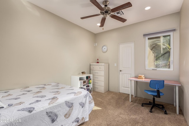 14749 E Pecos Rd, Gilbert, AZ 85295 - bedroom with carpet floors, recessed lighting, and ceiling fan