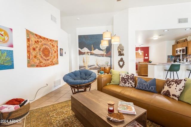 view of tiled living room