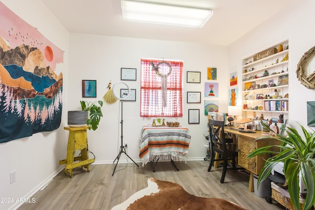 office space featuring light hardwood / wood-style floors