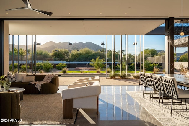 common area with a mountain view