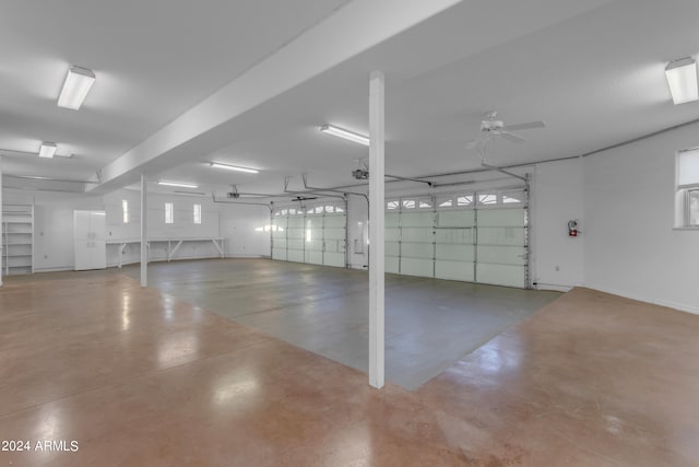 garage featuring ceiling fan