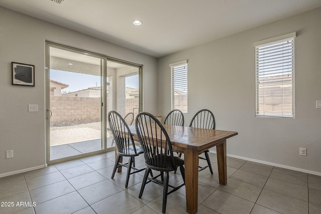 22463 E Desert Spoon Dr, Queen Creek, AZ 85142 - dining space featuring baseboards, tile patterned flooring, and recessed lighting