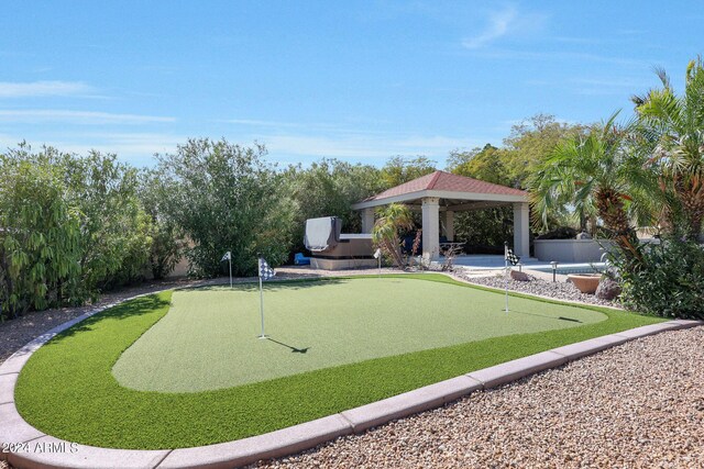 view of community with a patio area and a gazebo