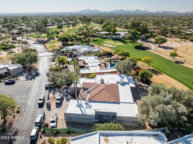 drone / aerial view featuring a mountain view