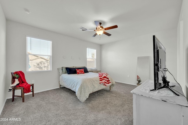4714 W Nutmeg Ave, Coolidge, AZ 85128 - bedroom with light carpet and ceiling fan