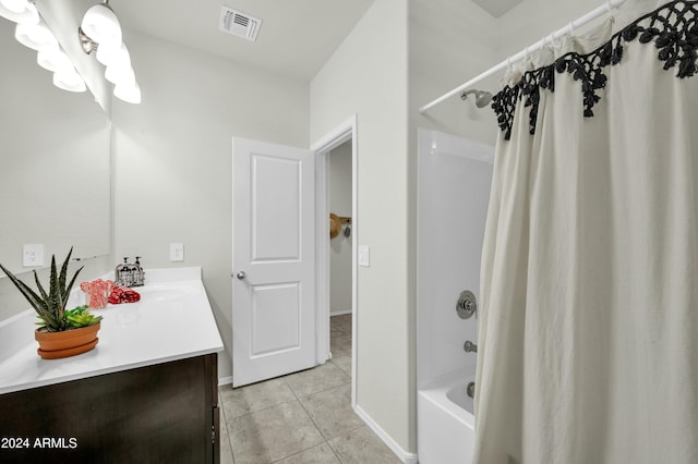 4714 W Nutmeg Ave, Coolidge, AZ 85128 - bathroom with vanity, shower / tub combo with curtain, and tile patterned flooring