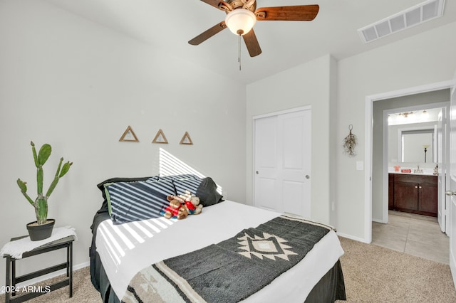 4714 W Nutmeg Ave, Coolidge, AZ 85128 - bedroom featuring light colored carpet and ceiling fan