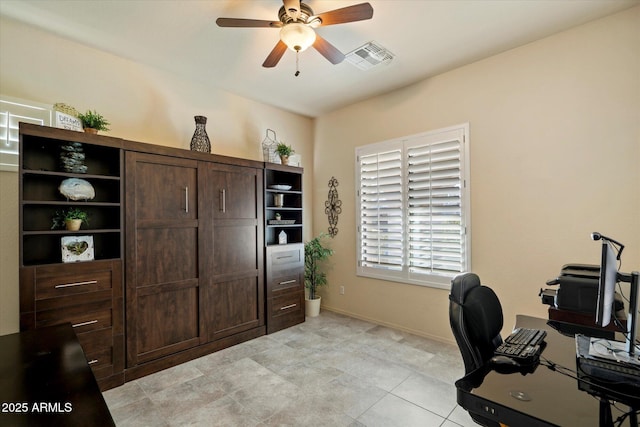 8733 E Jacaranda St, Mesa, AZ 85207 - office space featuring baseboards, a ceiling fan, and visible vents