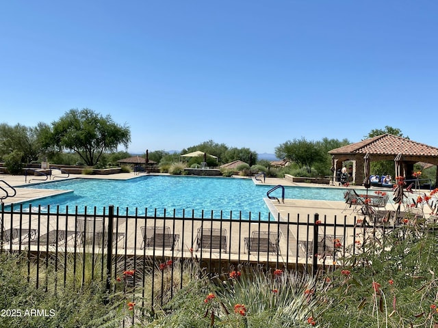 8733 E Jacaranda St, Mesa, AZ 85207 - pool featuring a gazebo and a patio area