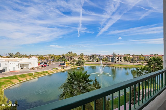 view of water feature with a residential view