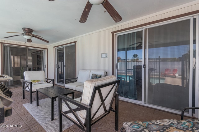 view of patio with ceiling fan