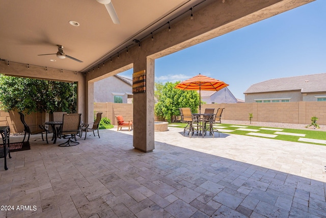 view of patio / terrace with ceiling fan