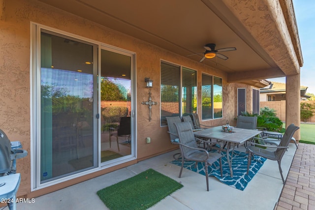 view of patio with ceiling fan