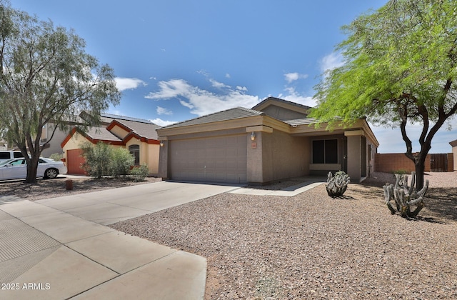 19002 N Toledo Ave, Maricopa, AZ 85138 - single story home featuring a tile roof, driveway, fence, a garage, and stucco siding