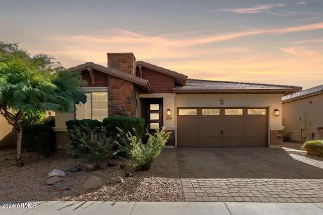 view of front facade featuring a garage