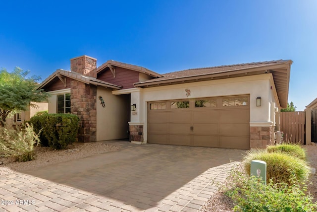 view of front of house with a garage