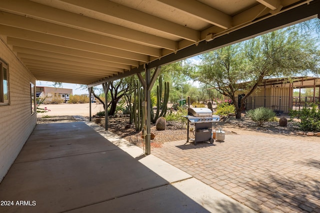 view of patio with area for grilling