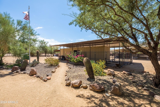 exterior space with an outbuilding