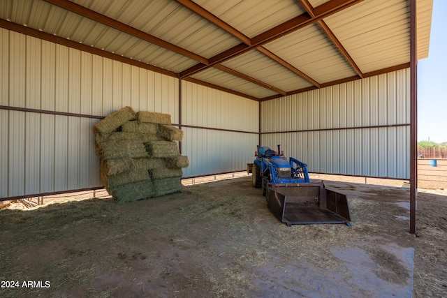 garage with wooden walls