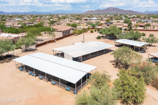 bird's eye view featuring a mountain view and a residential view