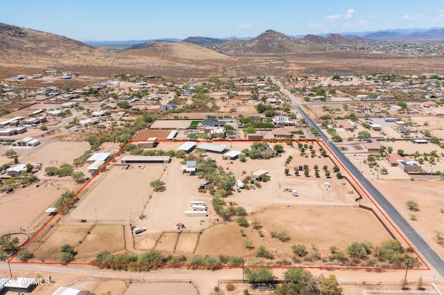 drone / aerial view featuring a mountain view