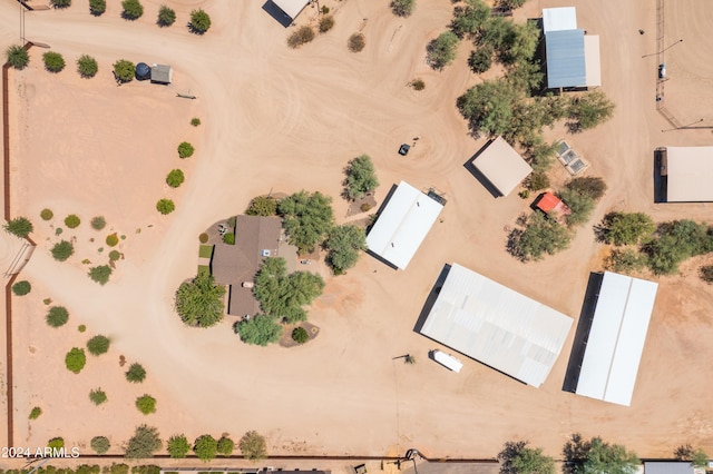 drone / aerial view with a desert view