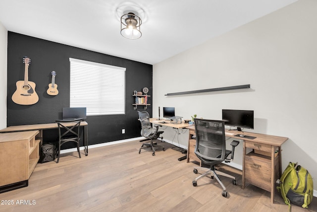 home office featuring light wood-type flooring