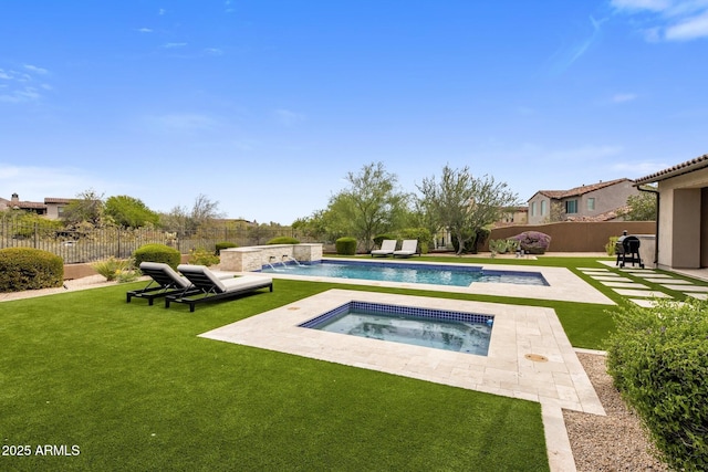 20055 N 96th Way, Scottsdale, AZ 85255 - view of pool with an in-ground hot tub and a patio