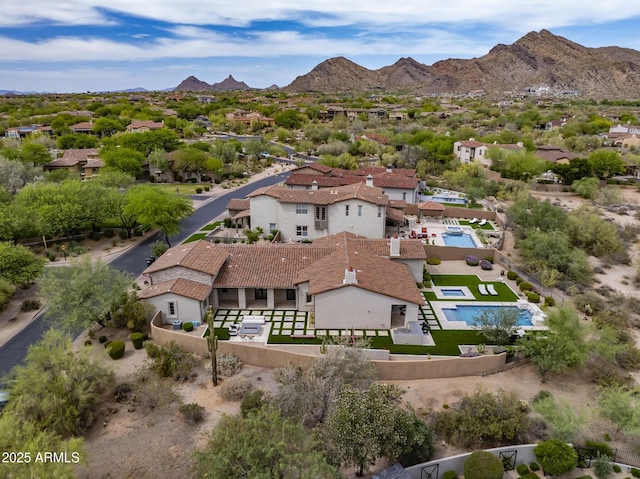 20055 N 96th Way, Scottsdale, AZ 85255 - aerial perspective of suburban area with a mountain backdrop and a pool