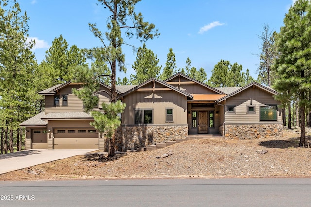 craftsman inspired home featuring a garage