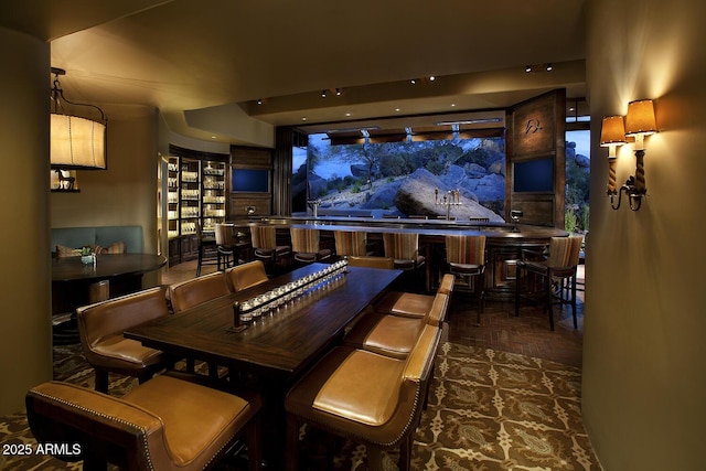 interior space with decorative backsplash