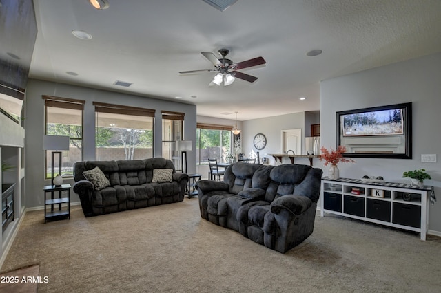 1527 Bainbridge Ln, Chino Valley, AZ 86323 - carpeted living area with ceiling fan, recessed lighting, and baseboards