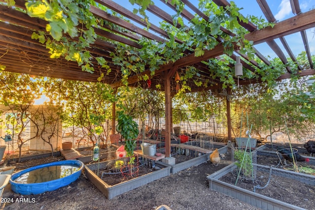 view of yard with a pergola