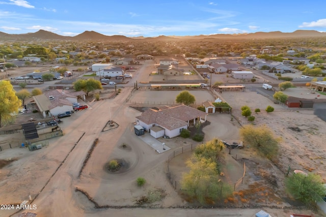 drone / aerial view featuring a mountain view