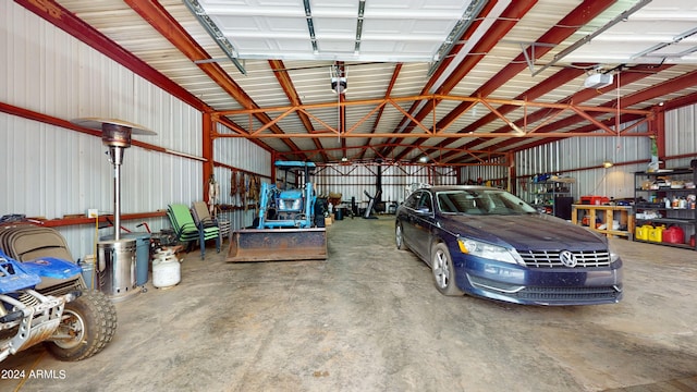 garage with a garage door opener