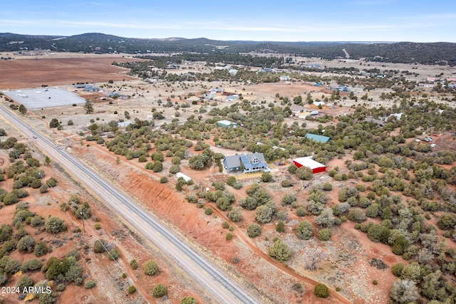 birds eye view of property with a mountain view