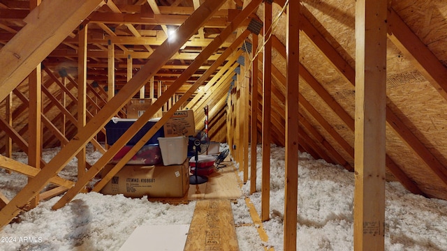 view of unfinished attic