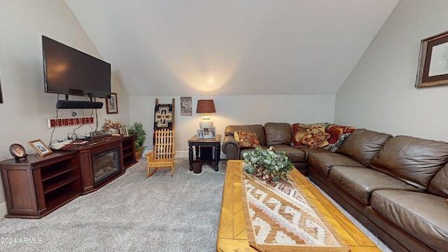 living room with vaulted ceiling