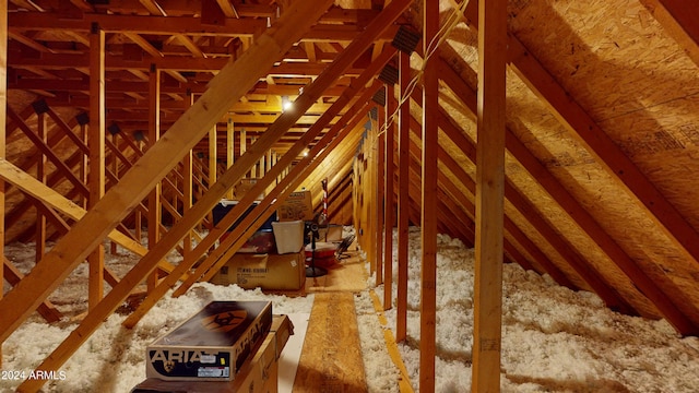 view of unfinished attic