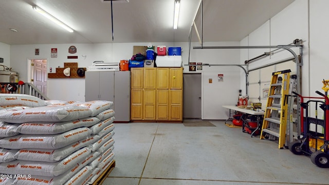 garage featuring water heater