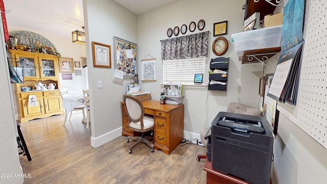 home office featuring wood-type flooring