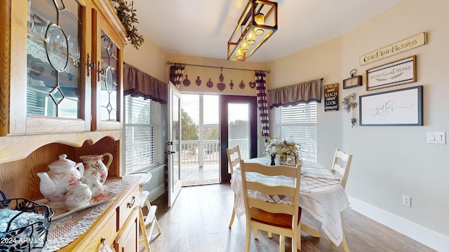 dining room with light wood-type flooring