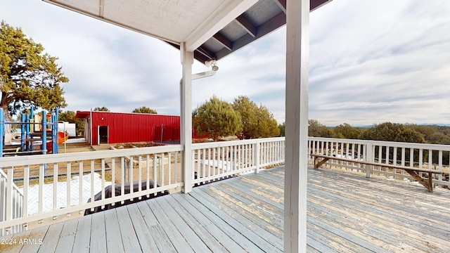 deck with a playground