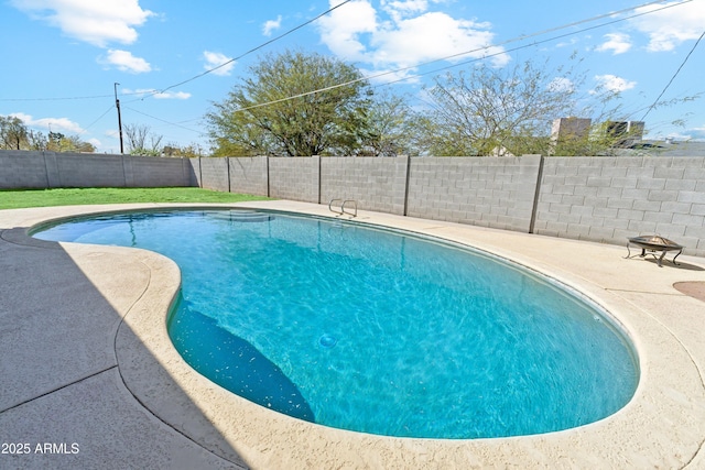 view of pool with a patio area, a fenced backyard, and a fenced in pool