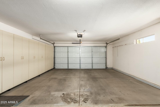 garage with a garage door opener