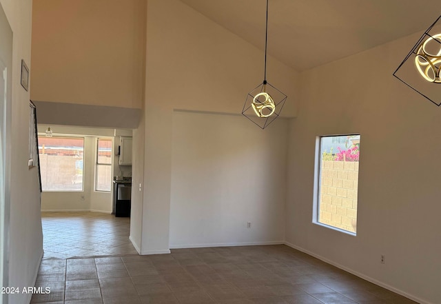 interior space with high vaulted ceiling