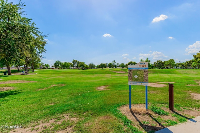 view of property's community with a yard