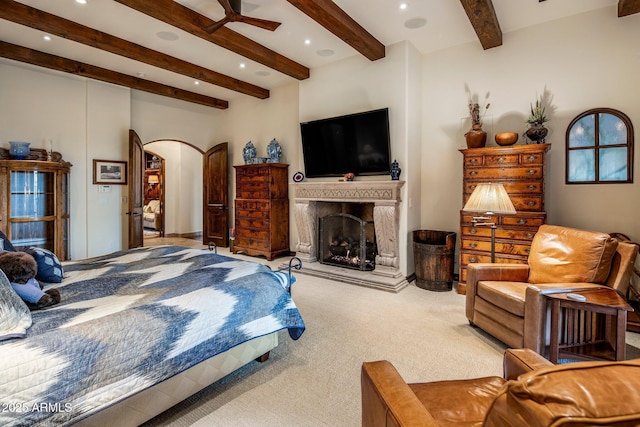 27256 N 97th Pl, Scottsdale, AZ 85262 - bedroom featuring beam ceiling and light carpet