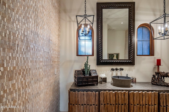 27256 N 97th Pl, Scottsdale, AZ 85262 - bathroom featuring vanity, a notable chandelier, and radiator heating unit