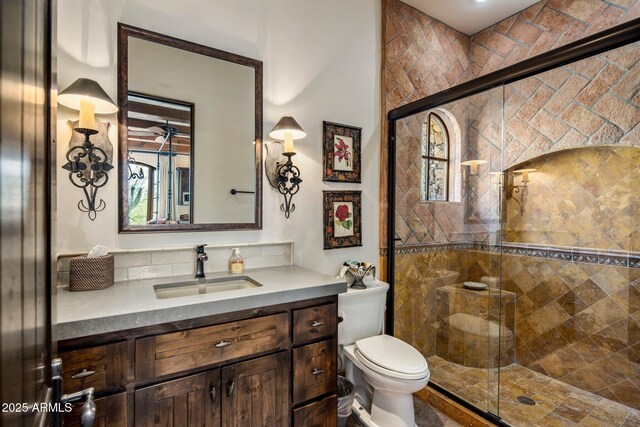 27256 N 97th Pl, Scottsdale, AZ 85262 - bathroom with vanity, a shower with shower door, and toilet